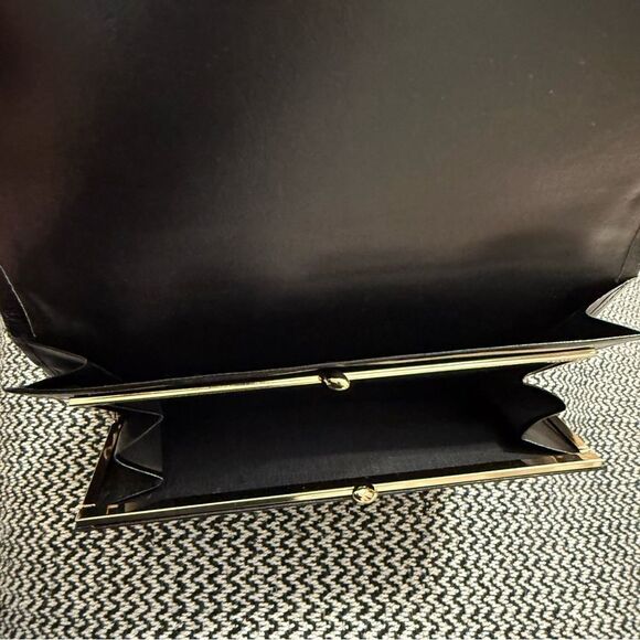 Japanese Silk & Leather Portfolio Clutch Wallet w/Kiss-lock Coin Pocket - Picture 4 of 10